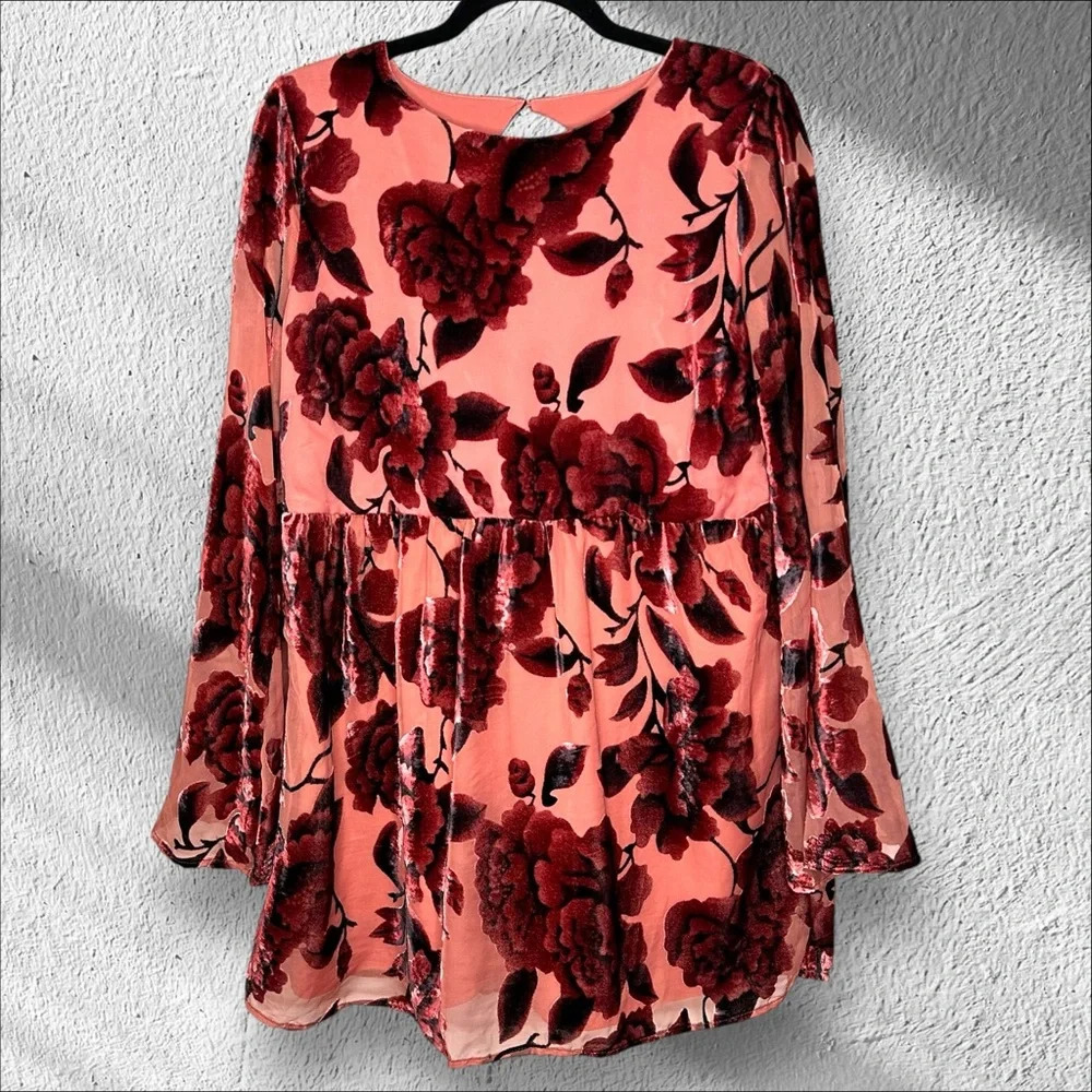 NWT Anthropologie Hutch Pink Red Burnout Boho Velvet Mini Dress Sz M $188 Fairy